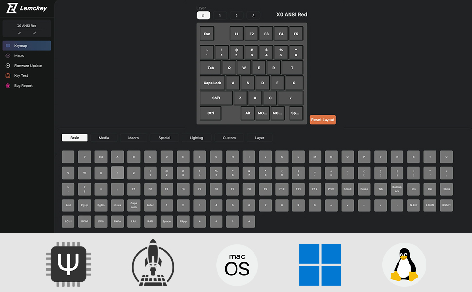 Lemokey X0 QMK Wired Mechanical Gaming Keypad