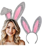 Aceorna Bunny Ears for Women White Rabbit Ears Headbands Furry Bunny Hairband Cute Bunny Hair Acc...