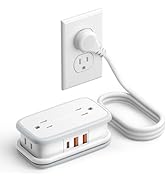 NTONPOWER 20W Travel Power Strip, Travel Essentials 4 Outlets 3 USB(1 USB-C) with 4FT Wrapped Ext...