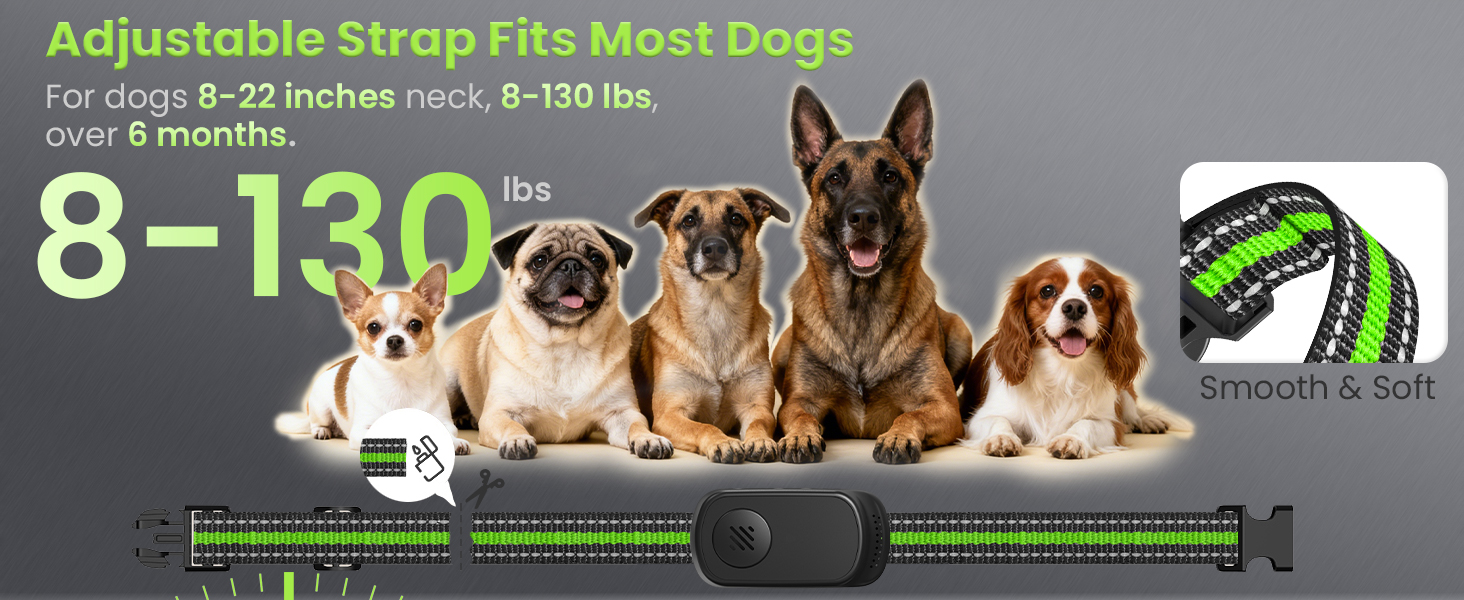 For dogs 8-22inches neck,8-130 lbs,over 6 months