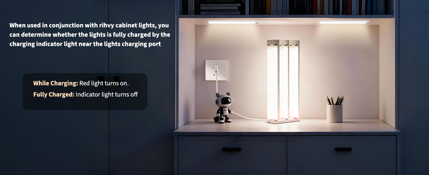 under cabinet lighting with charging station