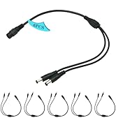 Tugermoola 6PCS DC Power Splitter Cable 1 Female to 2 Male Splitter Adapter Cord for LED Strip Li...