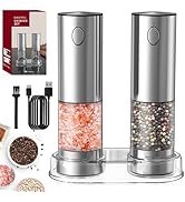 Aisining Electric Salt and Pepper Grinder Set, Automatic salt and pepper shakers with Type-C Rech...