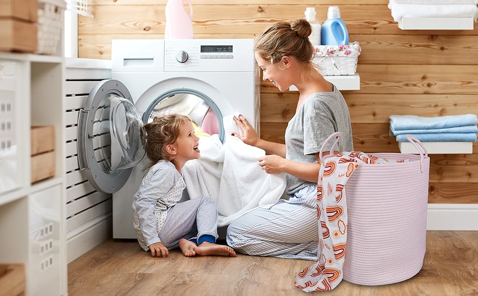 pink laundry basket