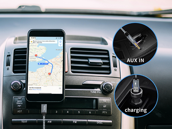 aux cable and charging for car