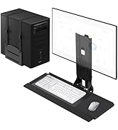 Monitor and Keyboard Wall Mount with CPU Holder for 32" Monitors (55 lbs Max), Keyboard Tray (4.4...