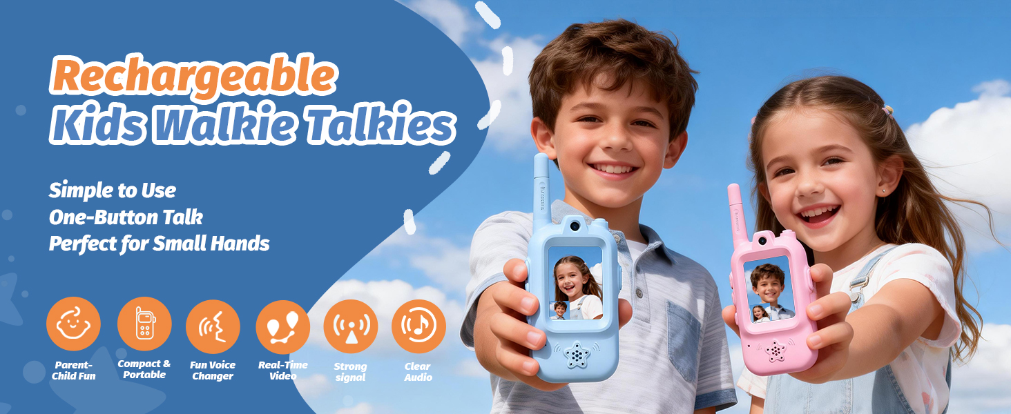kids video walkie talkies with real-time camera screen for indoor outdoor play