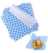 100 PCS Deli Paper Sheets, 12"x12" Wax Paper Sheets for Food, Checkered Sandwich Wrapping Grease ...