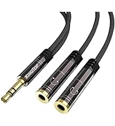 Headset Splitter Adapter KINGTOP 3.5mm Audio Stereo Y Splitter Cable Male to 2 Port 3.5mm Female ...