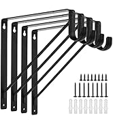 AYAYGD 4PCS Heavy Duty Black Closet Rod Brackets 11 x 11 Inch,1-3/8Inch Diameter Shelf and Rod Br...