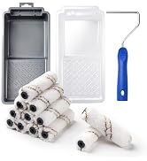 Mister Rui Paint Roller Kit, 16 Pack, 4 Inch Microfiber Paint Rollers, Small Paint Roller Covers,...