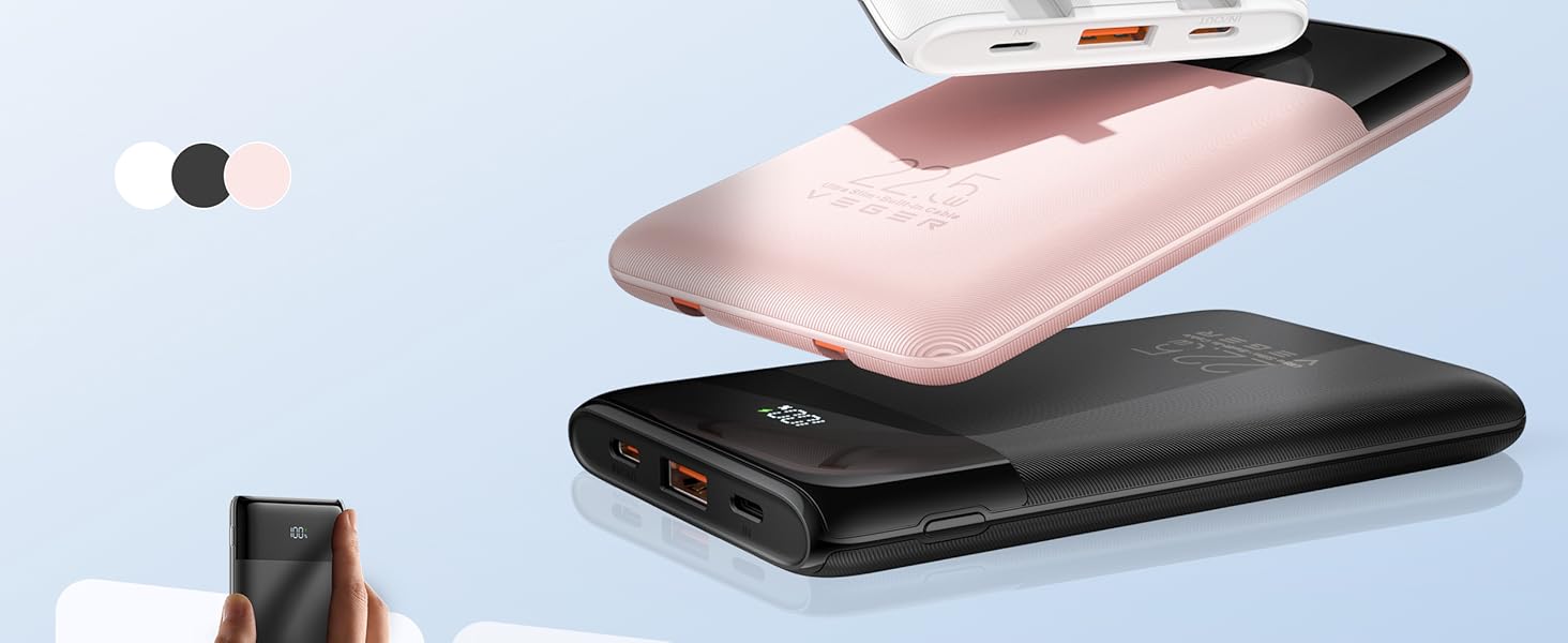 Always ready on-the-go with built in USB C and Lightning cables.