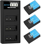 Artman LP-E17 Battery 3-Pack 1300mAh and 3-Slot LCD Charger for Canon EOS R50 R8 R10 RP R100, Reb...