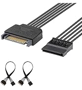 J&D 15 Pin SATA Power Extension Cable (2 Pack), Male to Female Cable, 10 inch, Black