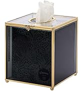 Sumnacon Square Glass Tissue Box Cover -Dainty Cube Tissue Box Holder, Gorgeous Facial Tissue Hol...