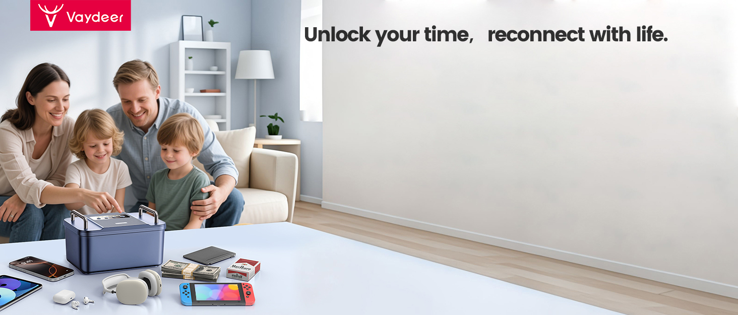 Vaydeer Safe Timed Lock Box, Phone Lock box with Timer Unplug from Phones, Video games