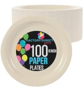 Exquisite Ivory Paper Plates 9 Inch 100 Count - Ivory 9 Inch Paper Plates - Bulk Paper Plates Ivo...