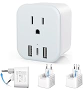 ELEGRP European Travel Plug Adapter, Foldable US to Europe Plug Adapter Converter with USB C Port...