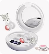 Open Ear Clip Wireless Earbuds Bluetooth 6.0, Powder Compact Case with LED Display &amp; Mirror, Deta...