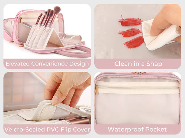 Travel Makeup Bag for Women Fashion Large Capacity Pouch Open Flat Cosmetic Portable Organizer