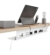 PEGZONE Under Desk Cable Management Tray, 31.5 Inches Metal Cord Organizer Rack, Desk Tray for Po...