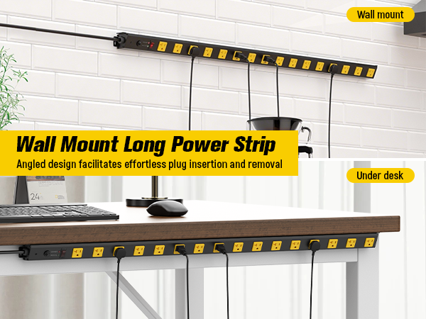 Wall Mount Long Power Strip