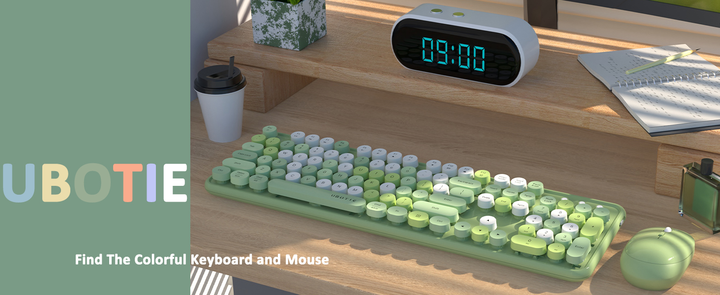 green colorful keyboard and mouse