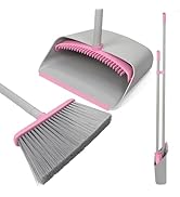 Pink Broom with Dustpan Combo Set,52" Brooms for Sweeping Indoor Broom and Dustpan Set for Home K...