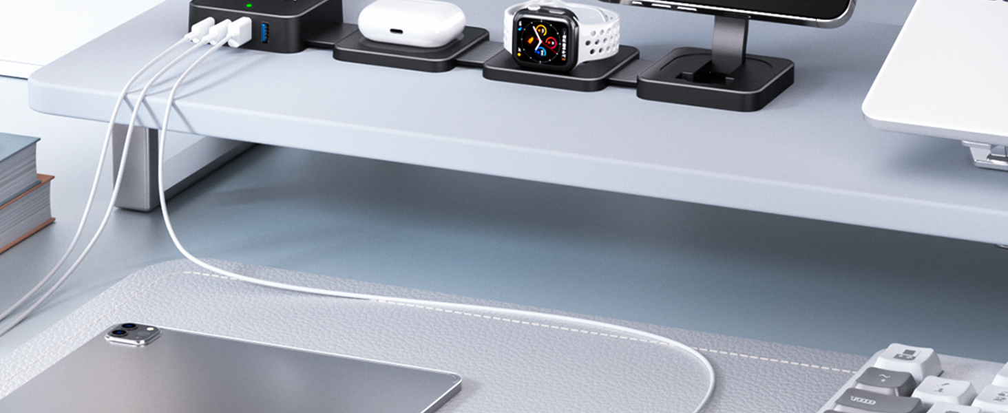 Wireless Charging Station for Apple Devices, Foldable Magnetic Wireless Charger