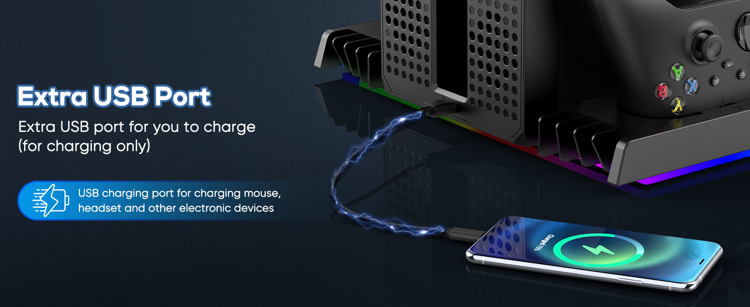 xbox series x rgb cooling fan charging station
