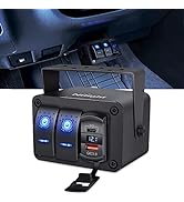 Nilight 2 Gang Rocker Switch Box 12V SPST ON Off Switch PD Type C and QC 3.0 USB Charger Voltmete...
