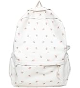 MININAI 2025 Kawaii Floral Print Backpack with Pendant Preppy Backpack Cottagecore Bag Coquette A...