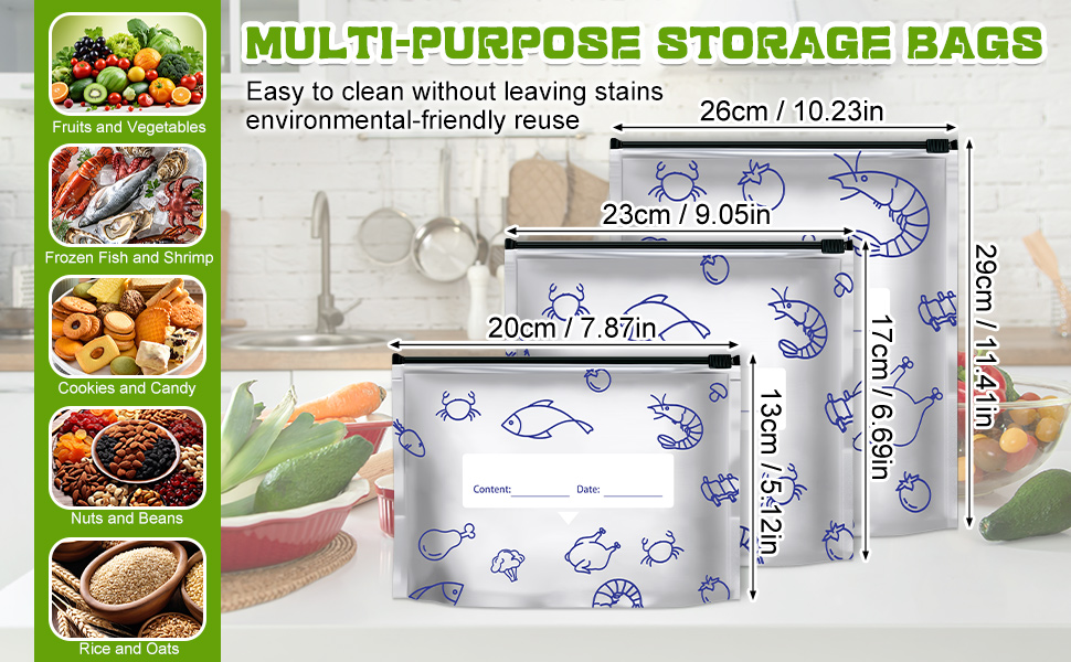 30Pcs Reusable Aluminum Foil Sealable Storage Bags