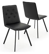 Brage Living Dining Chairs Set of 2, Faux Leather Tufted Kitchen Chairs, Modern Armless Dining Ro...