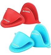 Acronde 2 Pairs Mini Oven Gloves Silicone Heat Resistant Cooking Pinch Mitts Potholder for Kitche...