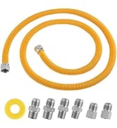 72 Inch Flexible Stainless Steel Gas Line for Dryer, Gas Stoves, Water Heater, 5/8" OD(1/2" ID) G...