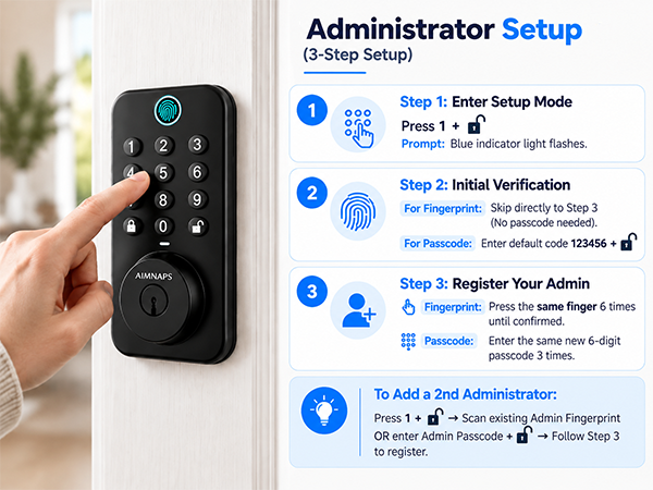 digital keypad deadbolt initial administrator fingerprint programming