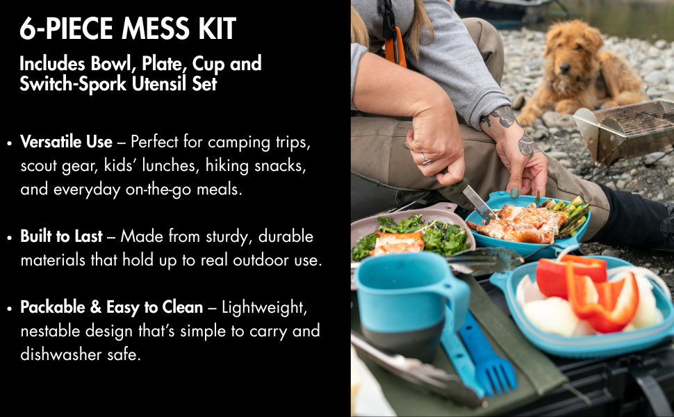 Camping Mess kit for 1 person by UCO Gear 6 piece mess kit