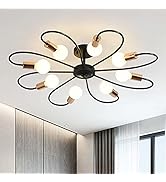 Qcyuui 8-Light Semi Flush Ceiling Light, Modern Sputnik Chandeliers Mid-Century Metal Pendant Lig...