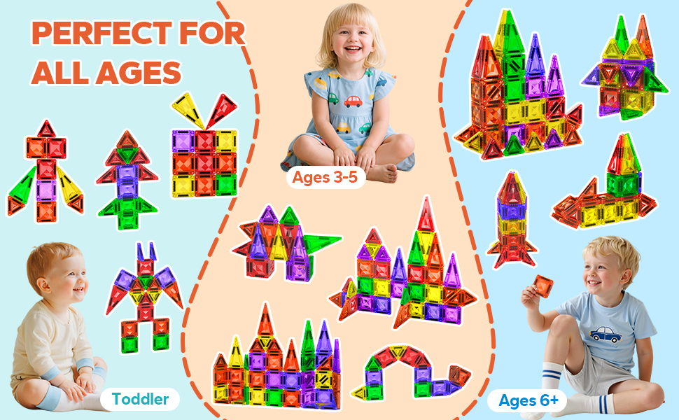 45PCS Diamond Pattern Magnetic Tiles Travel Set with Case