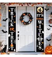 Halloween Door Banners Outdoor Halloween Decorations Witches Porch Decor | Spider Web Ghost &amp; Tri...