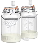 1 Gallon Fermentation Jars with Airlocks, 2 Pcs Wide Mouth Glass Jars with Airtight Lids, Stainle...