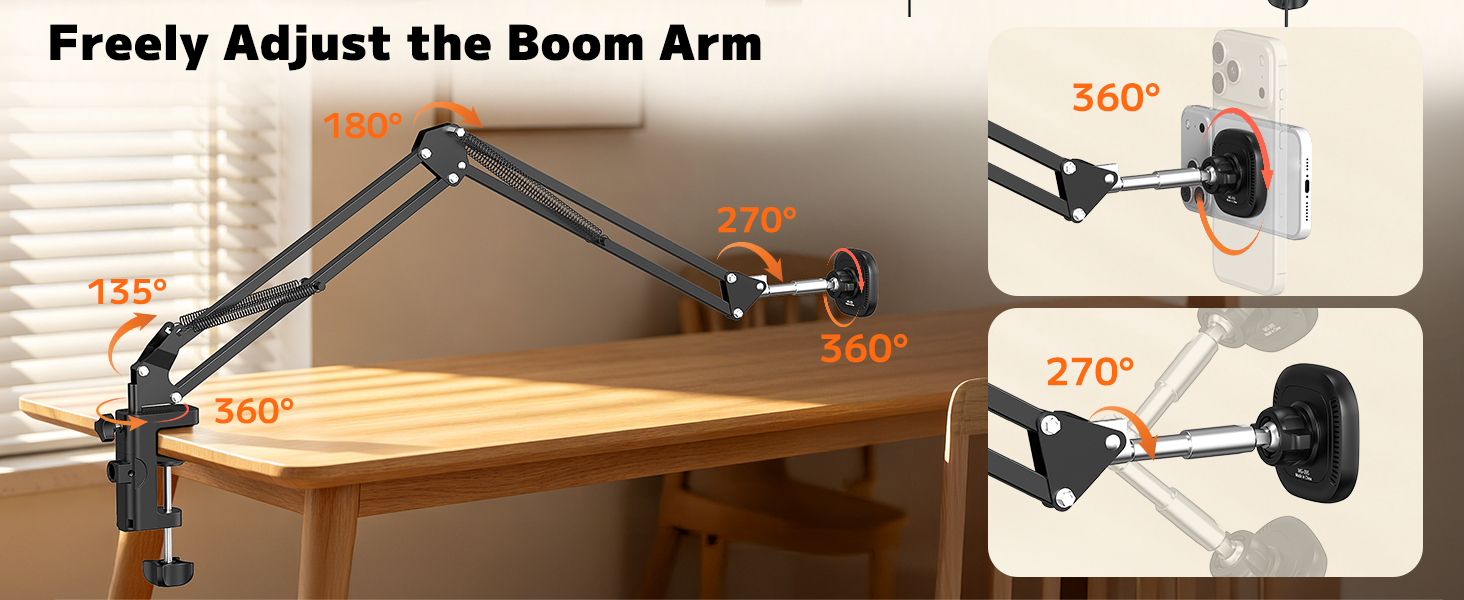 freely adjust the boom arm