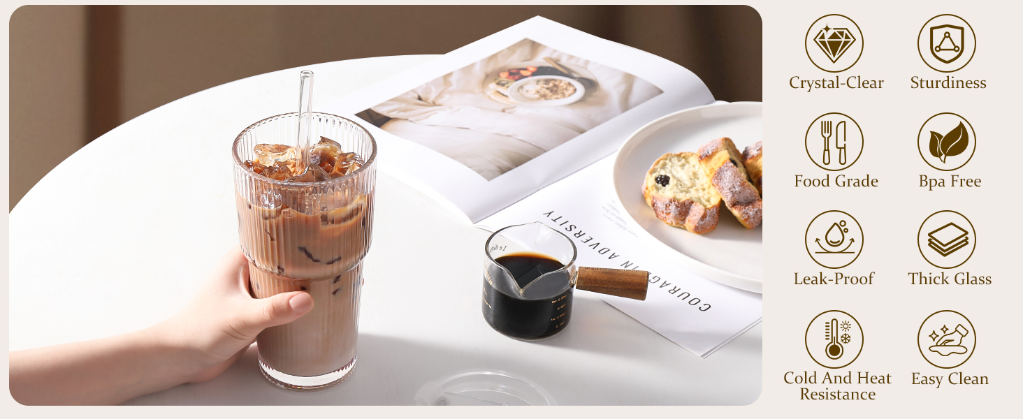 glass tumbler with straw and lid