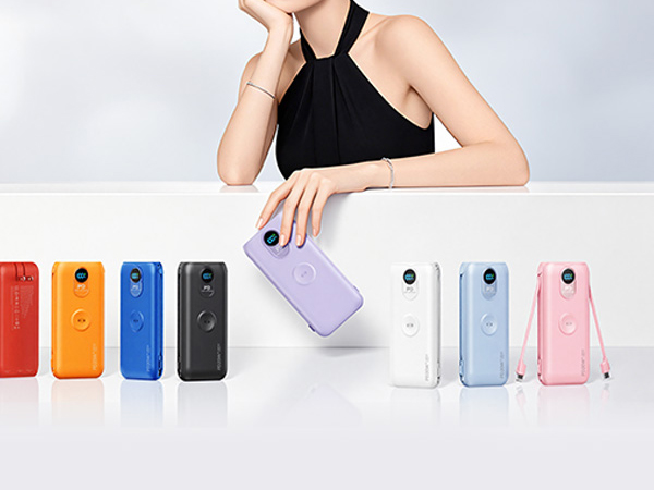 Fashion design portable charger, sleek look for business or travel.