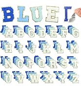 Self Adhesive Chenille Letters Patches 104PCS Blue Stick on Letter Patches Varsity Initial Patch ...