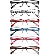 SIGVAN 6 Pack Ladies Reading Glasses for Women Blue Light Blocking Spring Hinge Rectangular Women...