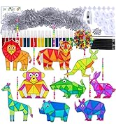 Winlyn 24 Sets Jungle Animal Suncatcher Decorations DIY Window Paint Art Craft Kits Safari Animal...