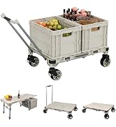 APOXCON 3 Pieces Camping Table Cart Set Multi-Purpose Used as Picnic Table &amp; Dolly &amp; Platform Tru...