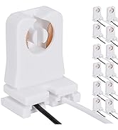 12-Pack JACKYLED Non-Shunted Turn-Type T8 Lamp Holder UL Socket Tombstone with 10 inches Wires At...